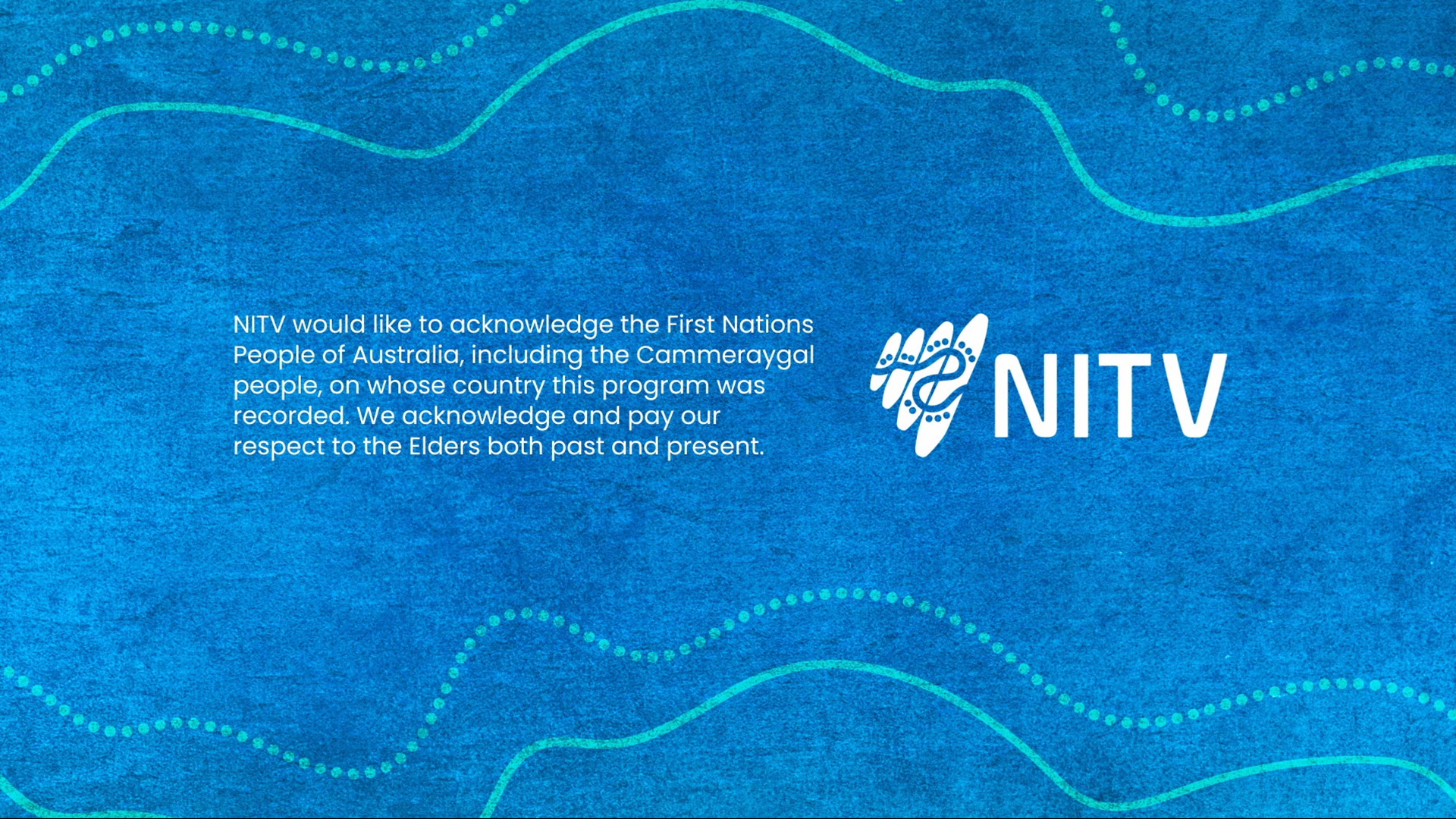 Bilma, or clapstick, logo for NITV's rebrand created by VANDAL in conjunction with First Nations creative agency Gilimbaa - TVC still featuring line and dot work animation
